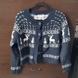 Old Navy Dark Blue Cardigan with Reindeer Pattern
